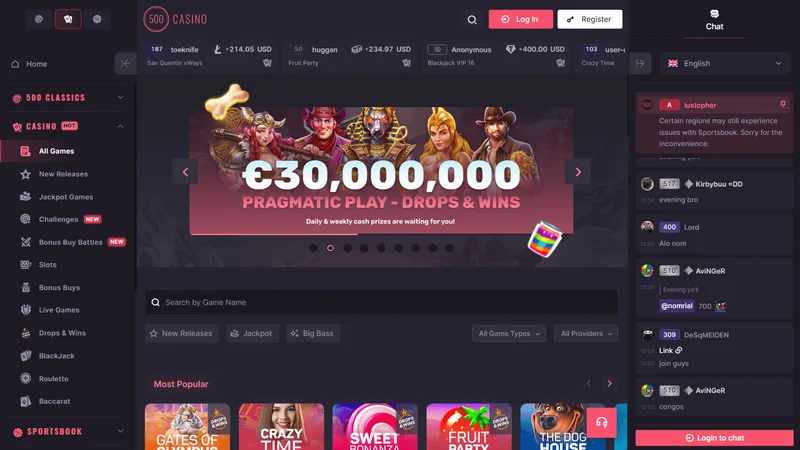 500 Casino Mobile Interface - iOS and Android Compatible